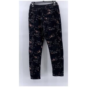 FASHION Women's Black Floral Print Pull-On Casual Pants SZ S